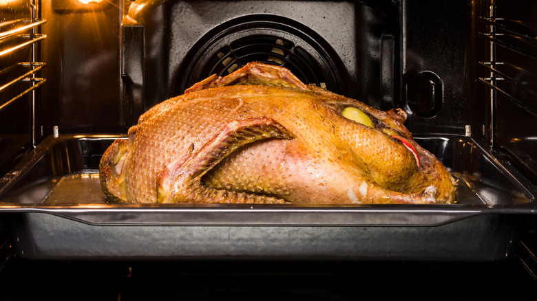 Duck roasting in a tray