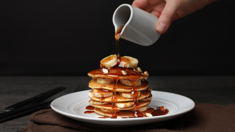 Maple syrup on pancakes