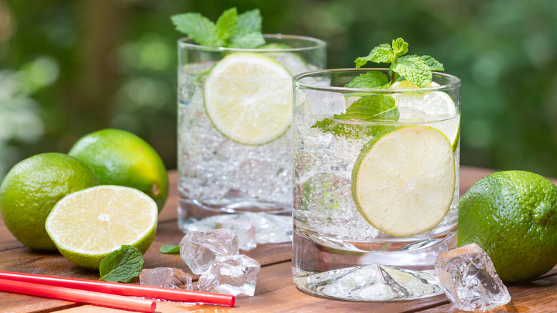 glasses with sparkling water