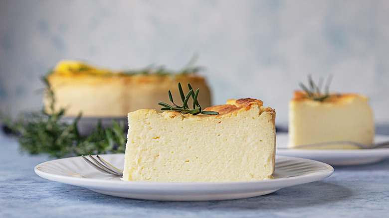 Cheesecake topped with rosemary