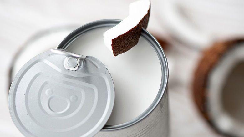 canned coconut milk with fresh coconut