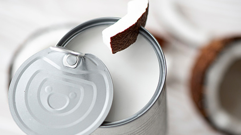 canned coconut milk with fresh coconut