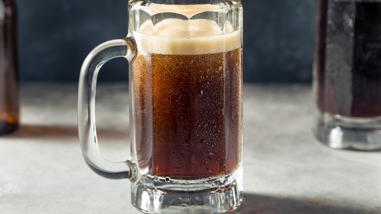 root beer soda in glass