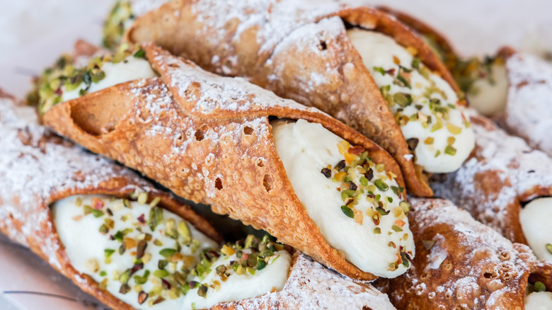 Pile of cannoli pastries 