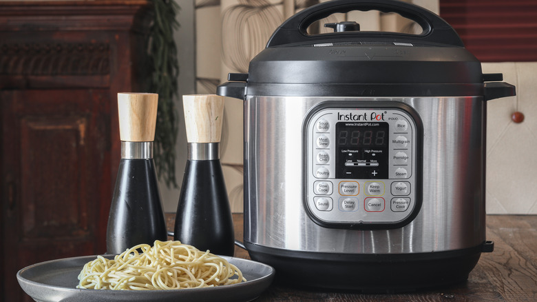 Plate of noodles with Instant Pot