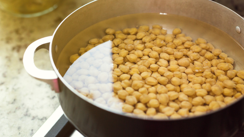 pan of beans in water