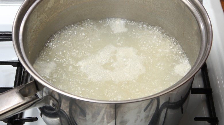 Rice cooking in pot