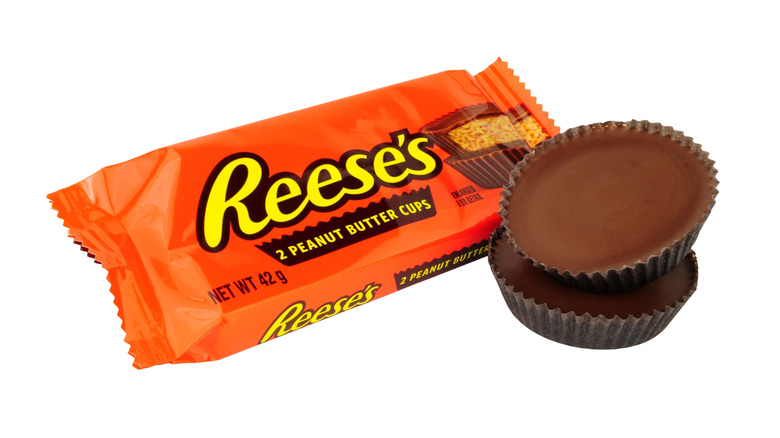 Reese's Milk Chocolate Peanut Butter Cups on white background