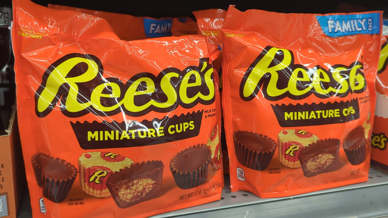 Reese's Miniature Cups displayed on store shelf