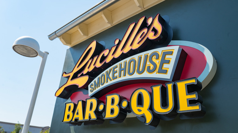 Exterior signage of Lucille's Smokehouse Bar-B-Que restaurant