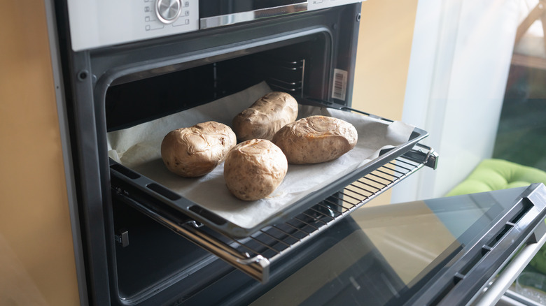 Baked potatoes in a home oven