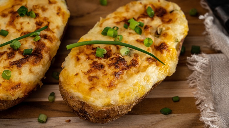 Close-up of homemade twice-baked potatoes
