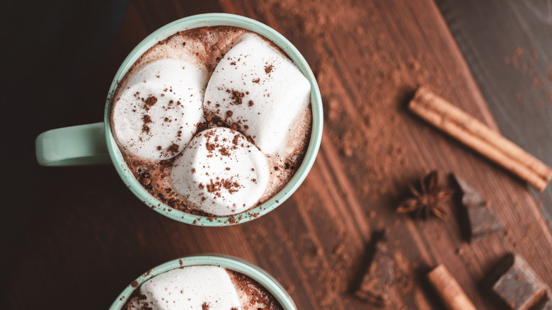 Hot chocolate topped with marshmallows