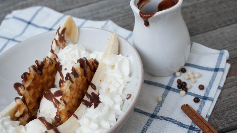 dessert plated with waffles
