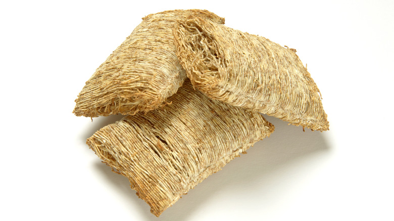 Shredded wheat biscuits white background