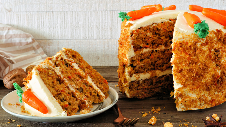 served slices of carrot cake