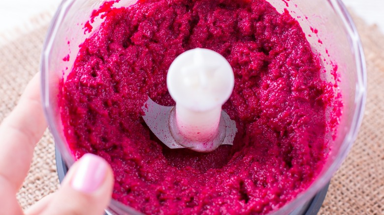 pureed beets in the food processor
