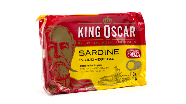 King Oscar sardines white background
