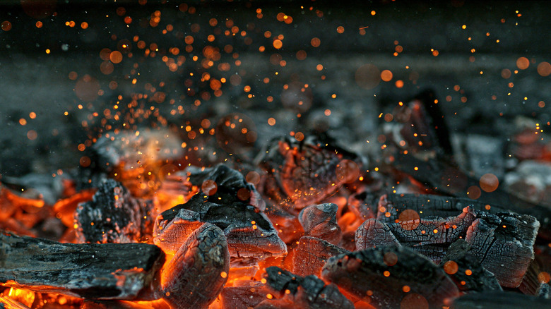 burning hot charcoal