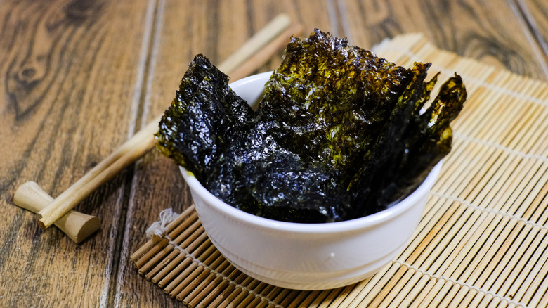A bowl of nori seaweed