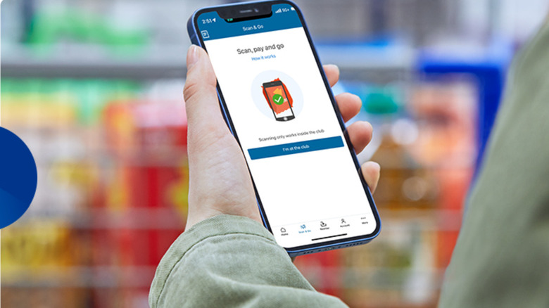Close up of scan and go feature on Sam's Club app.