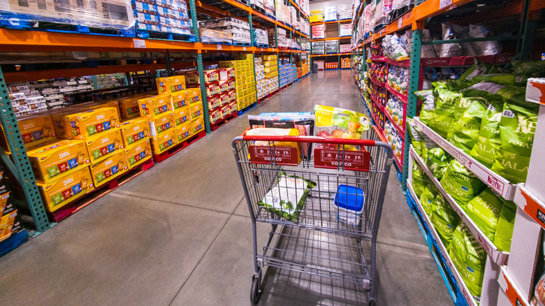 shopping cart inside of Costco warehouse