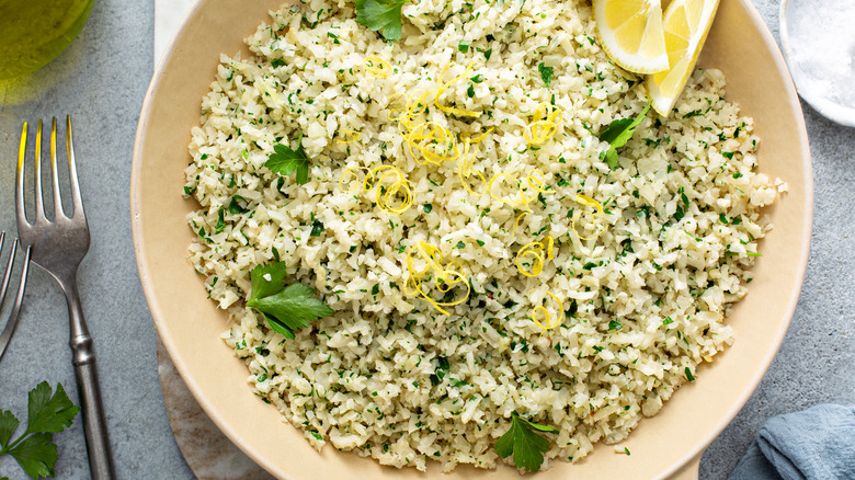 Cauliflower rice with parsley and lemon zest