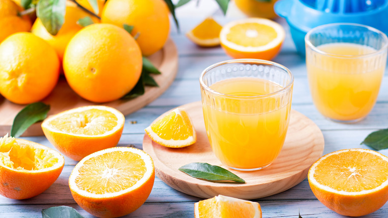 Glasses of orange juice