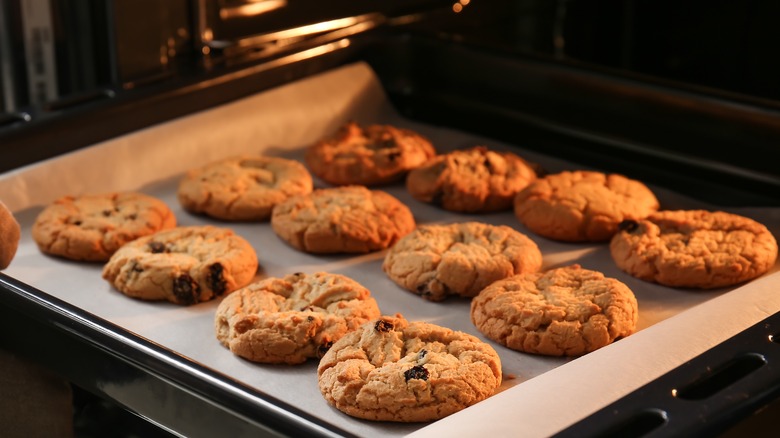 cookies baking in oven
