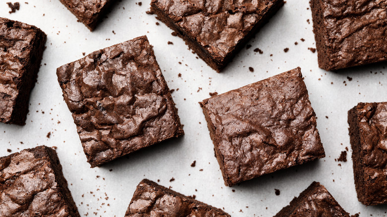 brownies with shiny, crinkly tops