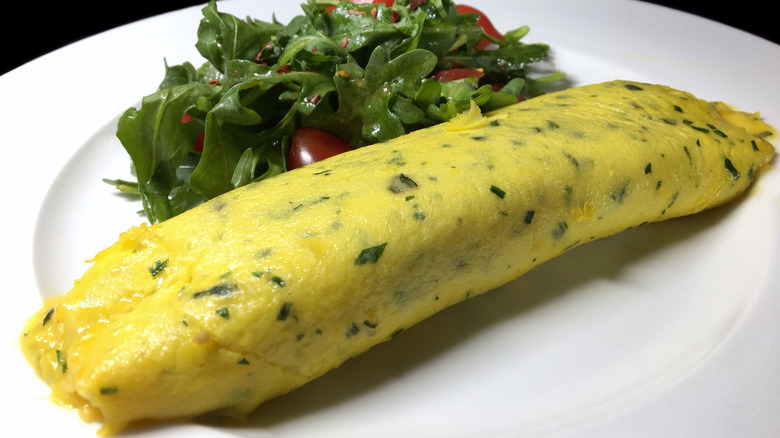 French omelet with salad