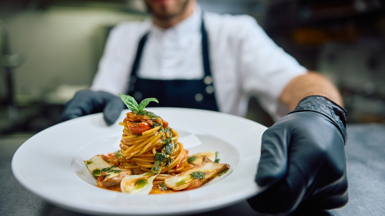 chef working in a restaurant kitchen