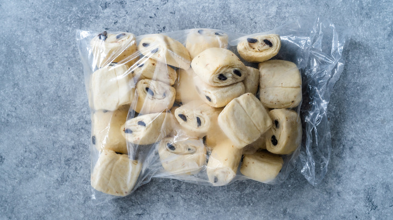 A bag of frozen pain au chocolat