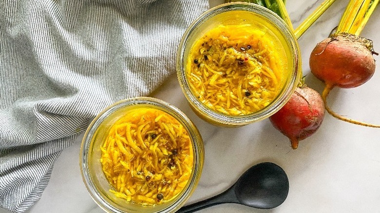 Golden pickled beets