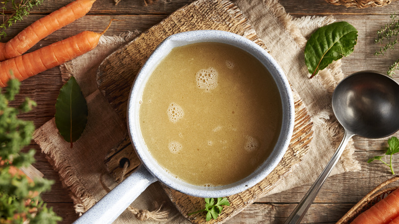 Bowl of chicken broth