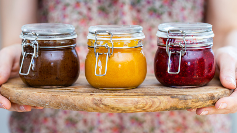 three jars of jam