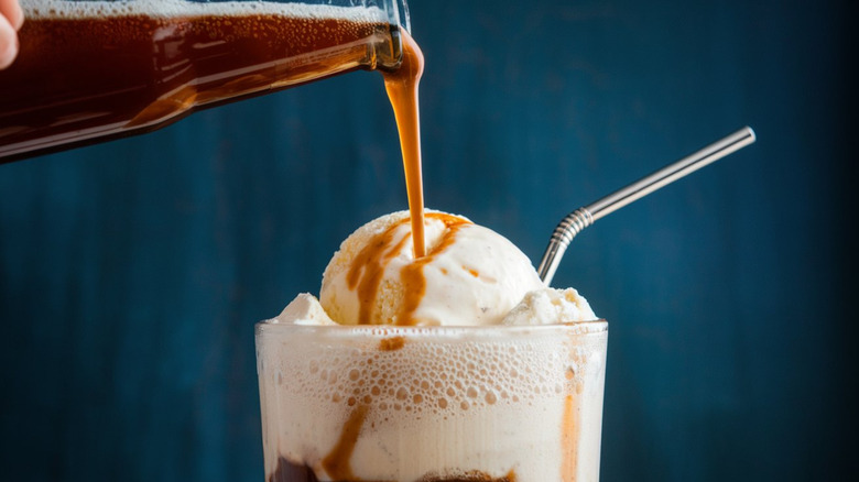 making a root beer float