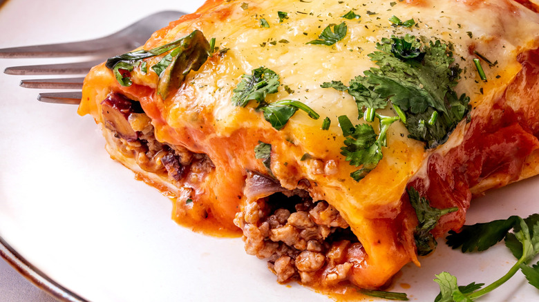 plate of beef enchiladas