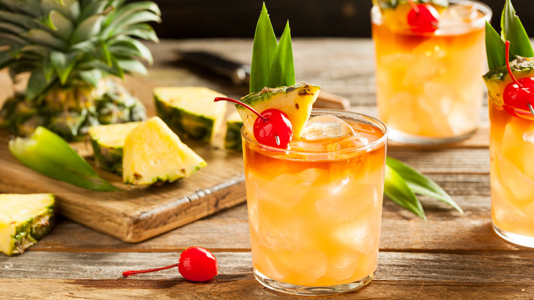 mai tai cocktails and pineapple