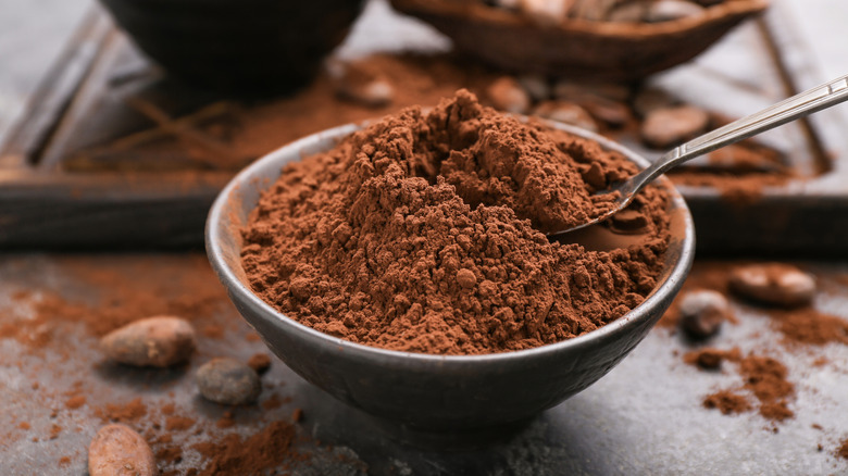 A bowl of cocoa powder