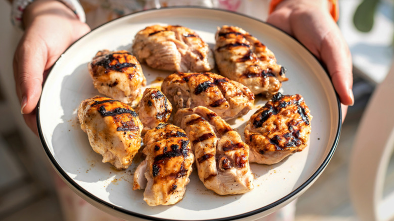Platter of grilled chicken.