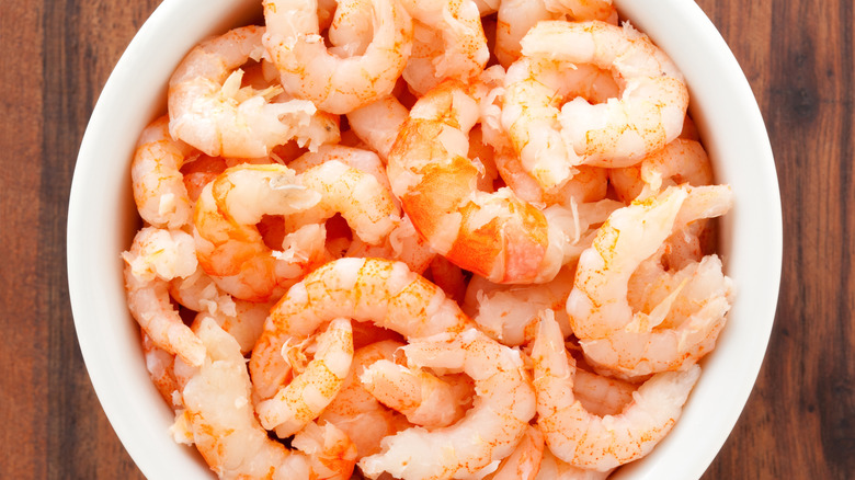 bowl of devined cooked shrimp