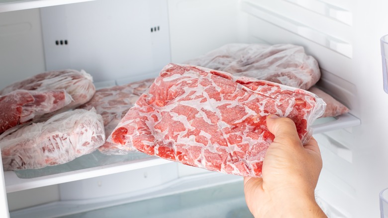 bag of meat in freezer