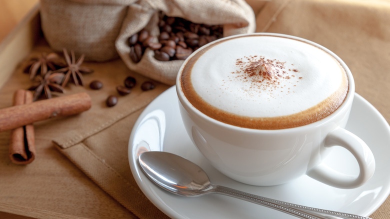 Cappuccino in white mug