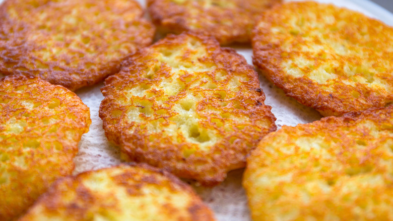 close up of crispy hash browns