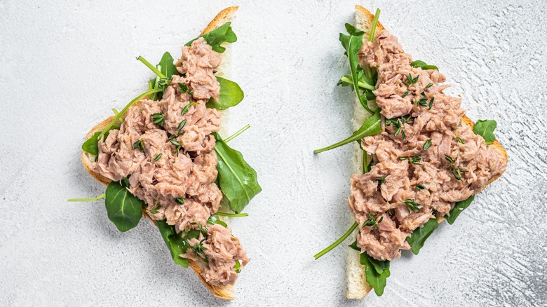 Tuna salad sandwich halves