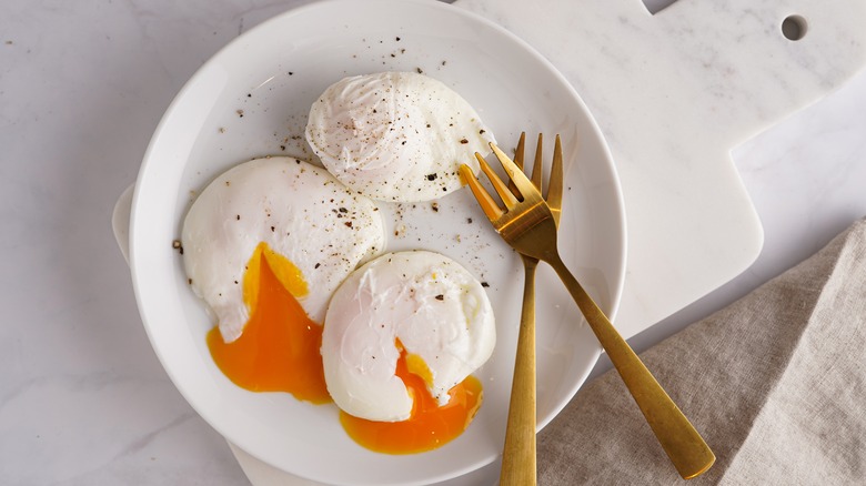 Plate of poached eggs