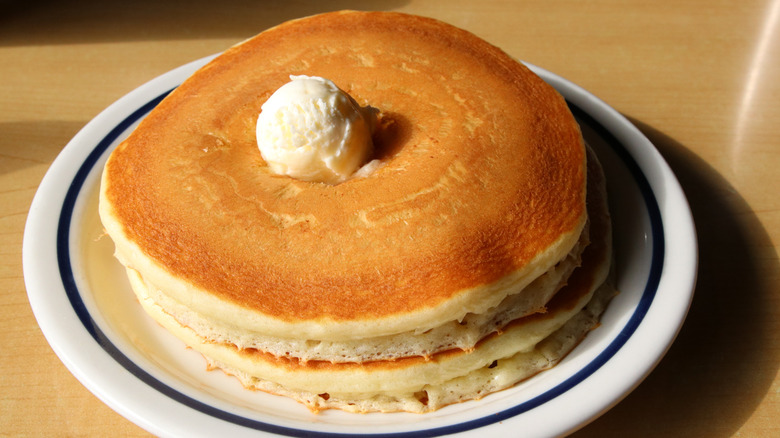 a stack of IHOP's original buttermilk pancakes