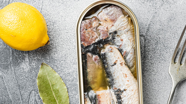 tinned sardine and whole lemon