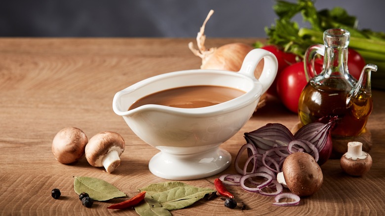 Gravy boat and spices